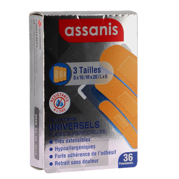 Pansements universels plaies superficielles Assanis - boite de 36 pansements