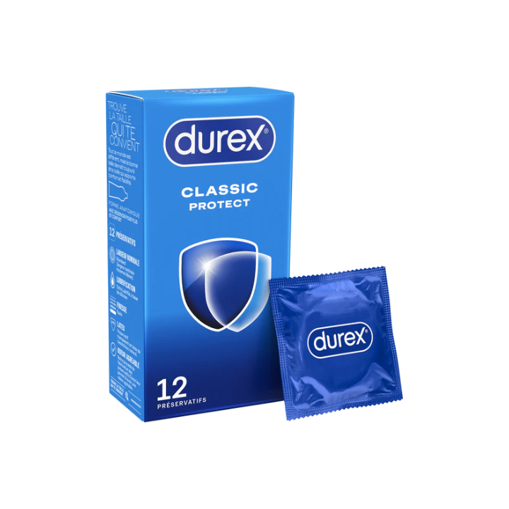 Préservatifs classic protect forme anatomique et épaisseur renforcé Durex - boite de 12 préservatifs