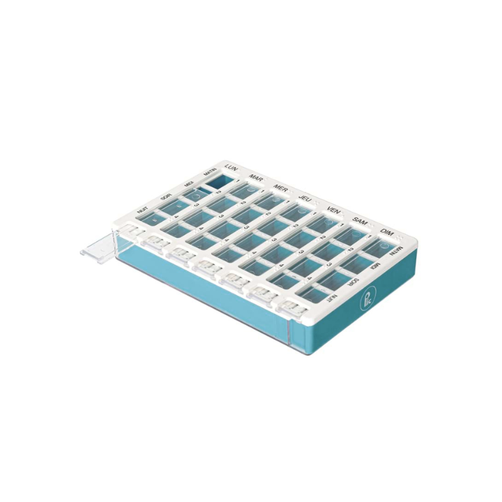 Pilulier hebdomadaire plateau ergonomique Plic care - 28 compartiments