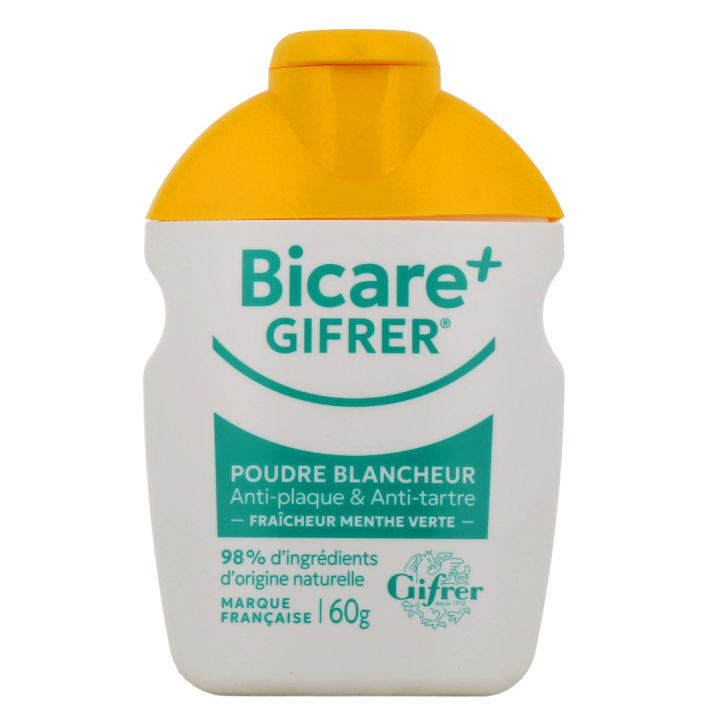 Bicare + poudre blancheur anti plaque & tartre Gifrer - flacon de 60g