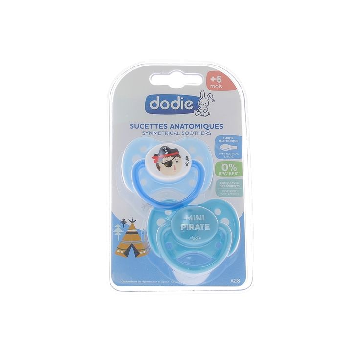 Sucettes anatomiques silicone +6 mois Dodie - 2 sucettes