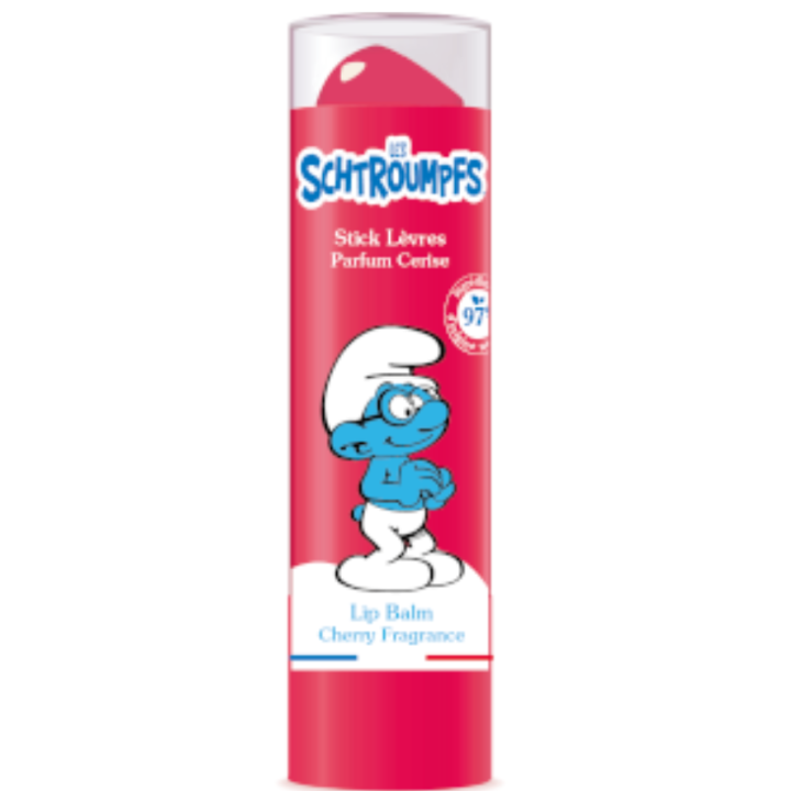 Les Schtroumpfs stick à lèvres parfum cerise Le comptoir du Bain - stick de 4g