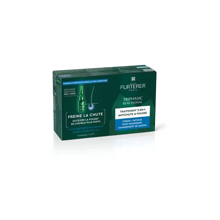 Triphasic Reactional Traitement 2en1 antichute et pousse René Furterer - boîte de 12 ampoules de 5ml