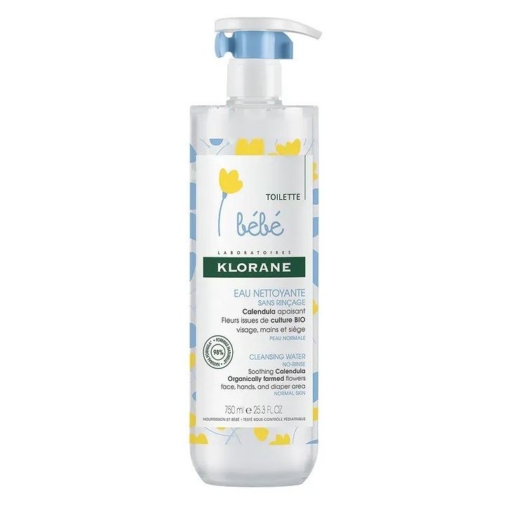 Eau nettoyante sans rinçage Klorane Bébé - Flacon de 750ml
