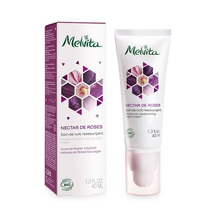 Nectar de roses soin de nuit ressourçant bio Melvita - tube de 40ml