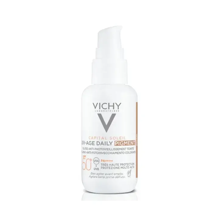 Capital Soleil fluide UV-Age daily Pigment teinté SPF 50+ Vichy - flacon-pompe 40ml 