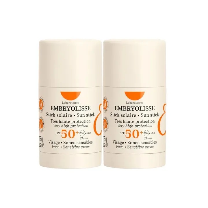 Stick solaire SPF50+ Embryolisse - lot de 2 sticks de 15g