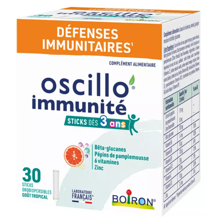 Oscillo immunité défenses immunitaires Boiron - boite de 30 sticks 