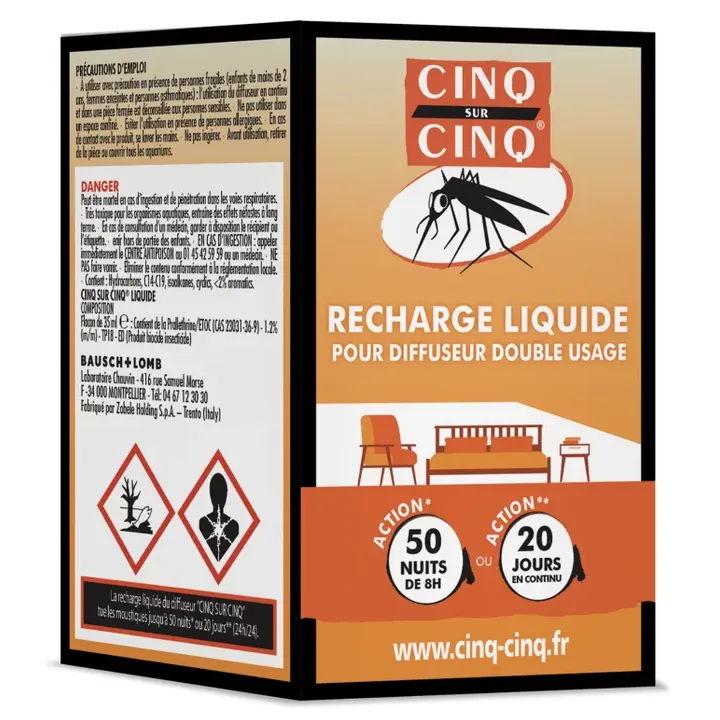 Recharge liquide pour diffuseur double usage Cinq sur Cinq - flacon de 35ml