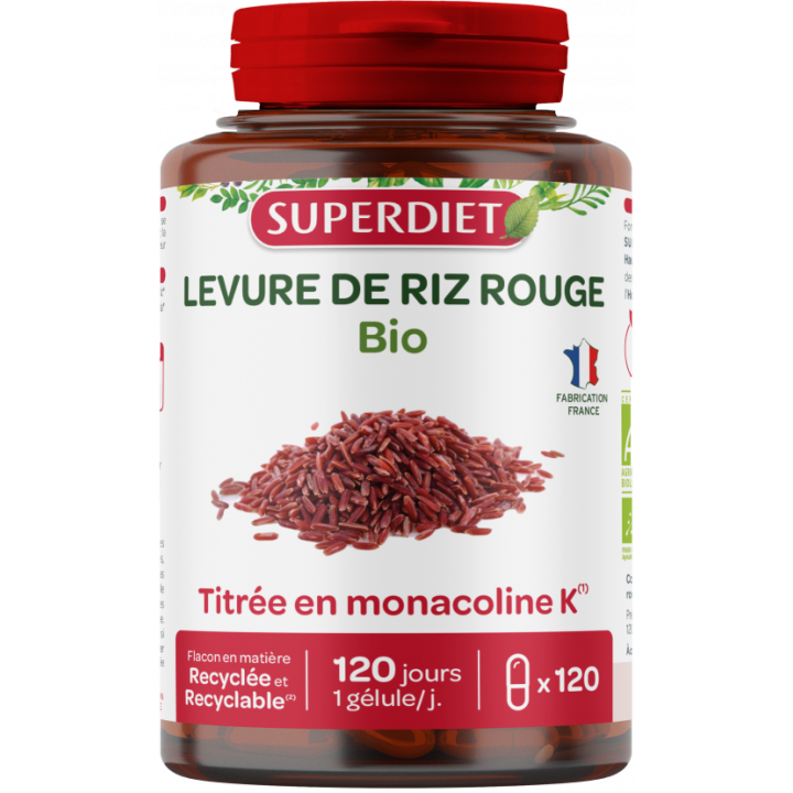 Levure de riz rouge bio Super Diet - 120 gélules