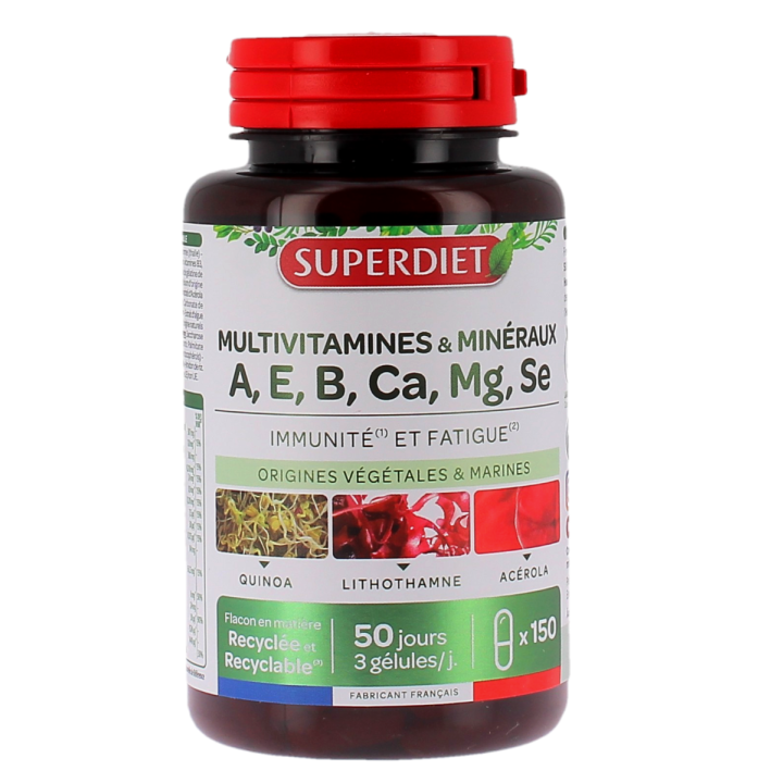 Complexe multivitamines et minéraux Super Diet - pot de 150 gélules