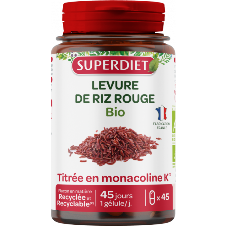 Levure de riz rouge bio Super Diet - boite de 45 gélules