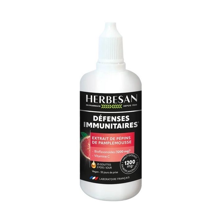 Extrait de pépins de pamplemousse 1200mg Herbesan - flacon compte-gouttes de 100ml