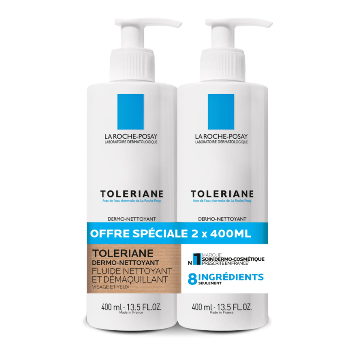 Toleriane fluide dermo-nettoyant et démaquillant visage et yeux La Roche-Posay - offre spéciale 2x400ml
