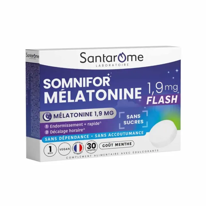 Somnifor Mélatonine flash 1,9mg Santarôme - boîte de 30 comprimés