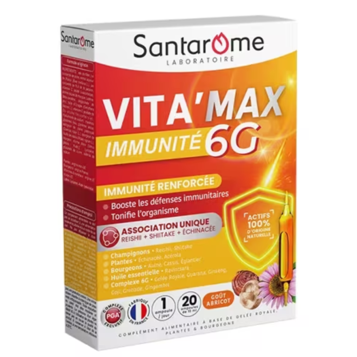 Vita'Max immunité 6G Santarome - boite de 20 ampoules de 10ml