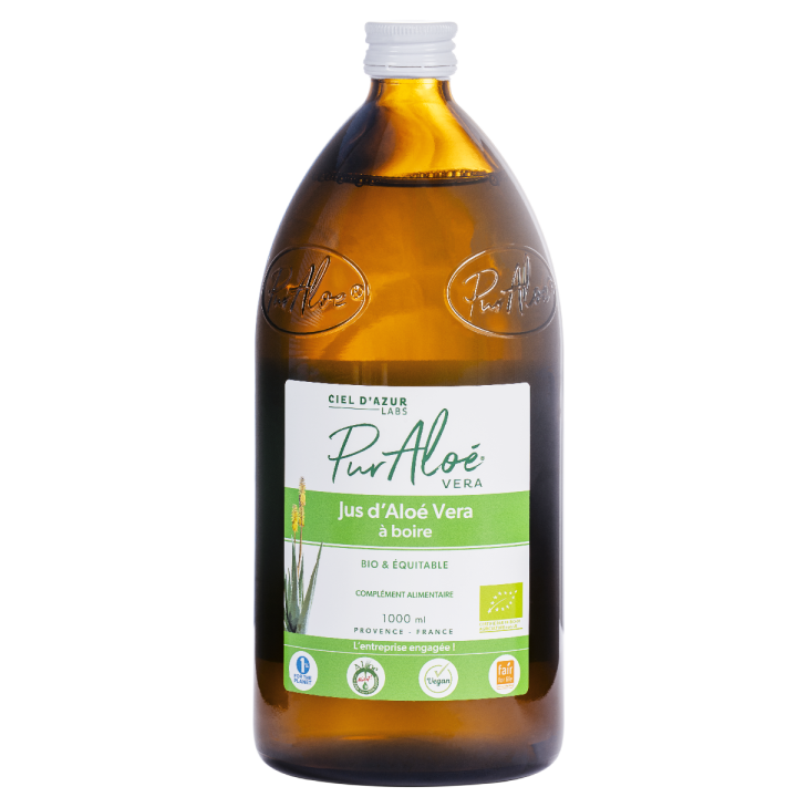 Jus d'Aloe Vera à boire Bio Pur Aloé - bouteille de 1000 ml