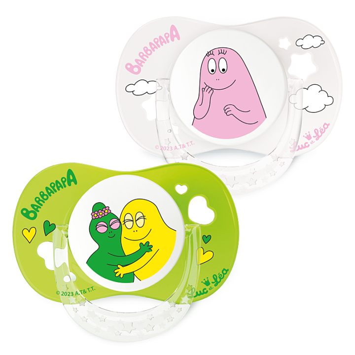 Edition limitée sucette Barbapapa 6/18 mois Luc et Léa - lot de 2 sucettes