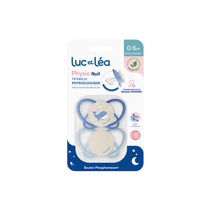 Physio téterelle physiologique 0/6 mois Luc et Léa - lot de 2 sucettes