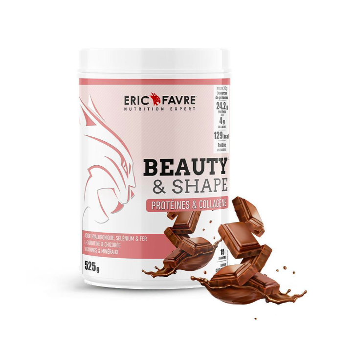 Beauty&shape protéines et collagène saveur chocolat Eric Favre - pot de 525g