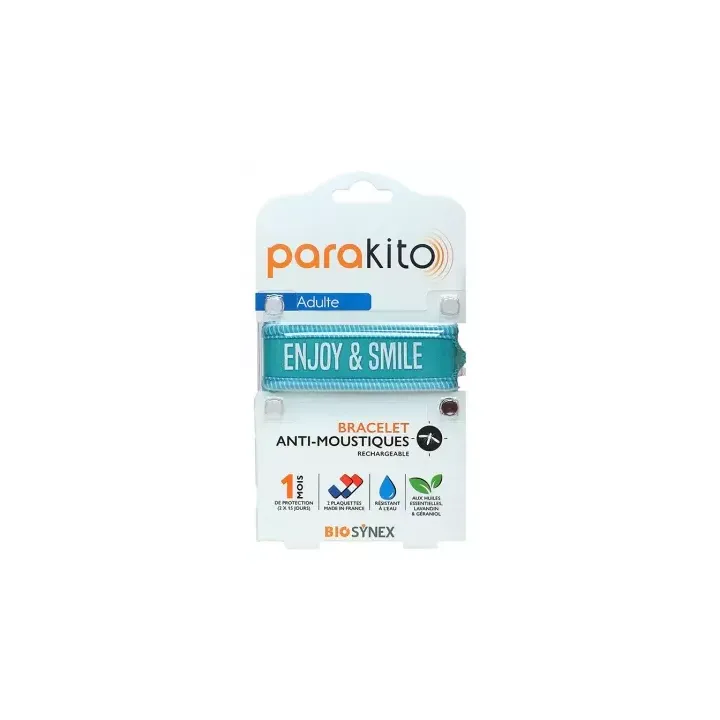 Bracelet anti-moustiques Enjoy and smile Parakito - 1 bracelet et 2 recharges