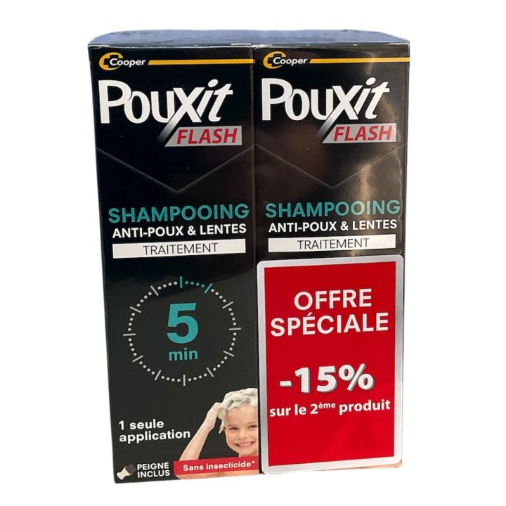 Shampooing Flash traitement anti-poux et lentes Pouxit - offre spéciale lot de 2 flacons de 100ml