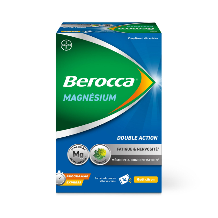 Berocca&#x000000ae; Magnésium Fatigue/nervosité Mémoire/Concentration - boîte de 14 sachets