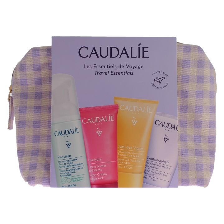 Trousse été 2025 les essentiels de voyage Caudalie - trousse + 4 soins voyage