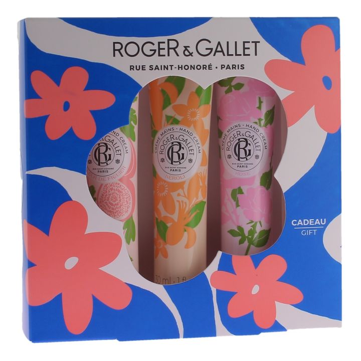Trio crèmes mains bienfaisante fleur de figuier, néroli, rose Roger & Gallet - coffret de 3 crèmes de 30ml