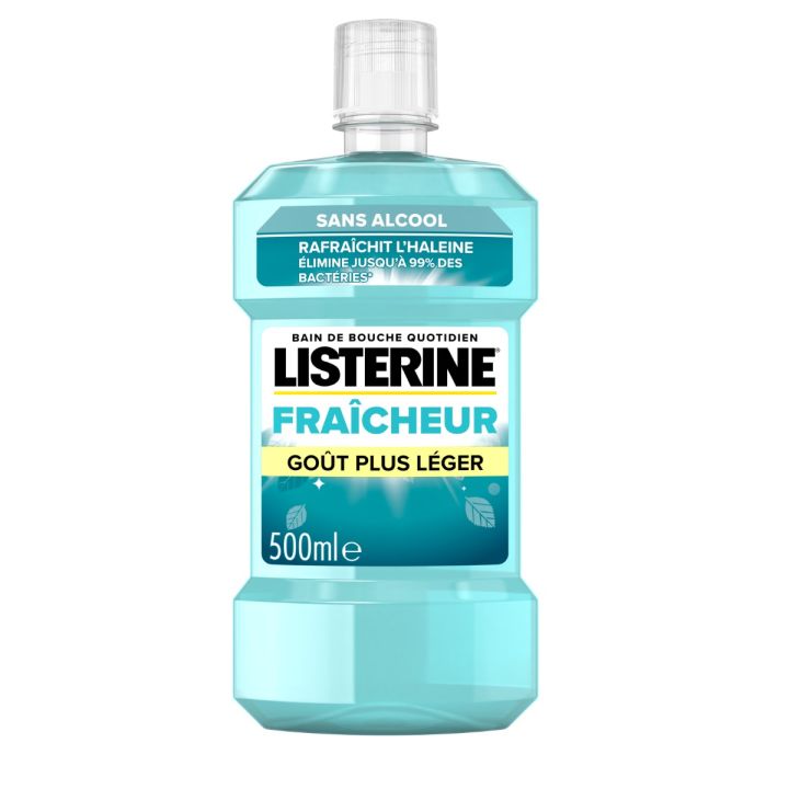 Bain de bouche Fraîcheur sans alcool goût plus léger Listerine - flacon de 500ml