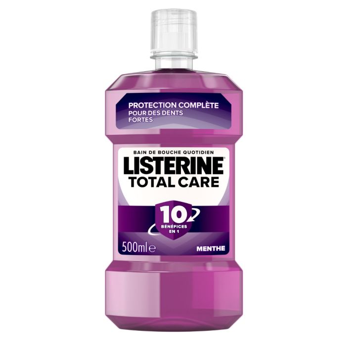 Bain de bouche Total Care goût menthe Listerine - flacon de 500ml