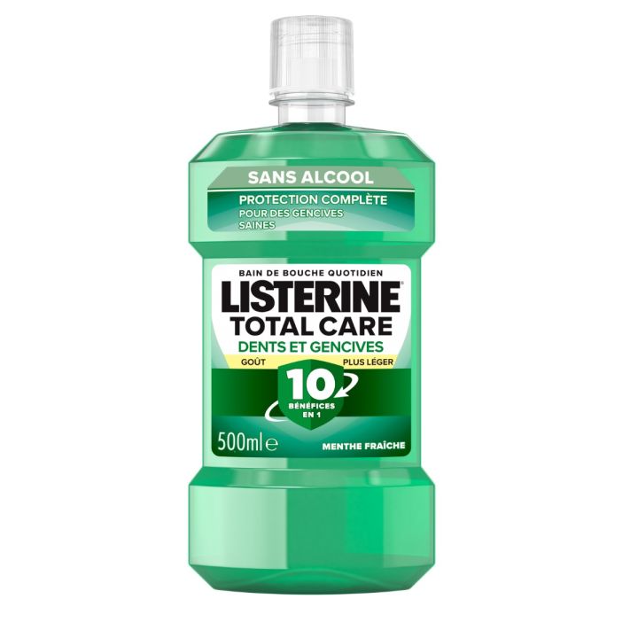 Bain de bouche protection dents et gencives goût plus léger Listerine - flacon de 500ml