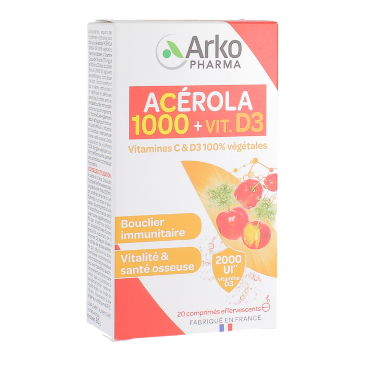 Azinc Vitamines C + D3 Arkopharma - boîte de 20 comprimés effervescents