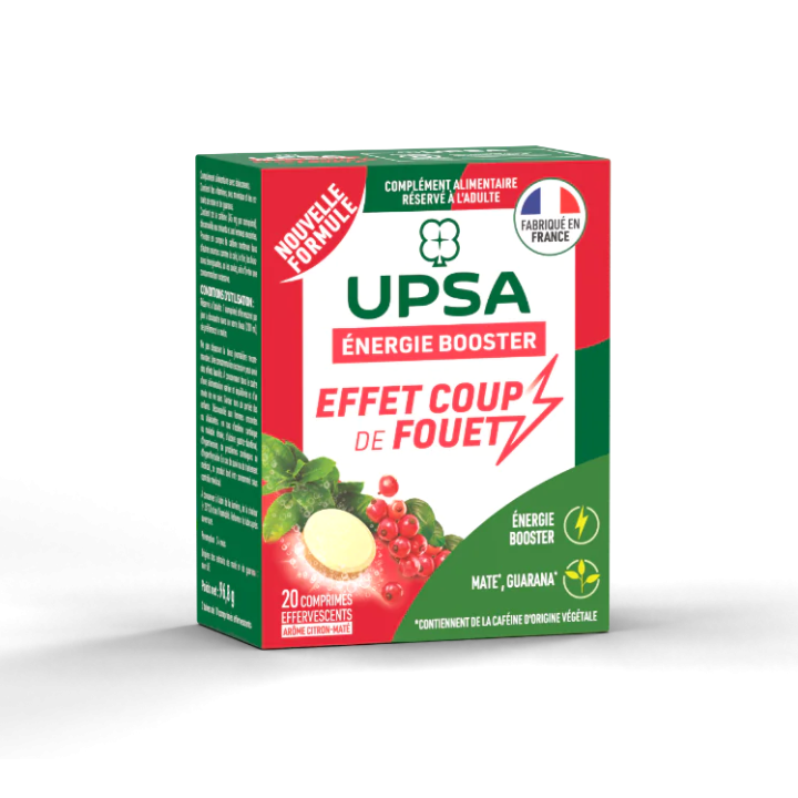 Energie Booster Effet coup de fouet arôme citron-maté UPSA - boite de 20 comprimés effervescents