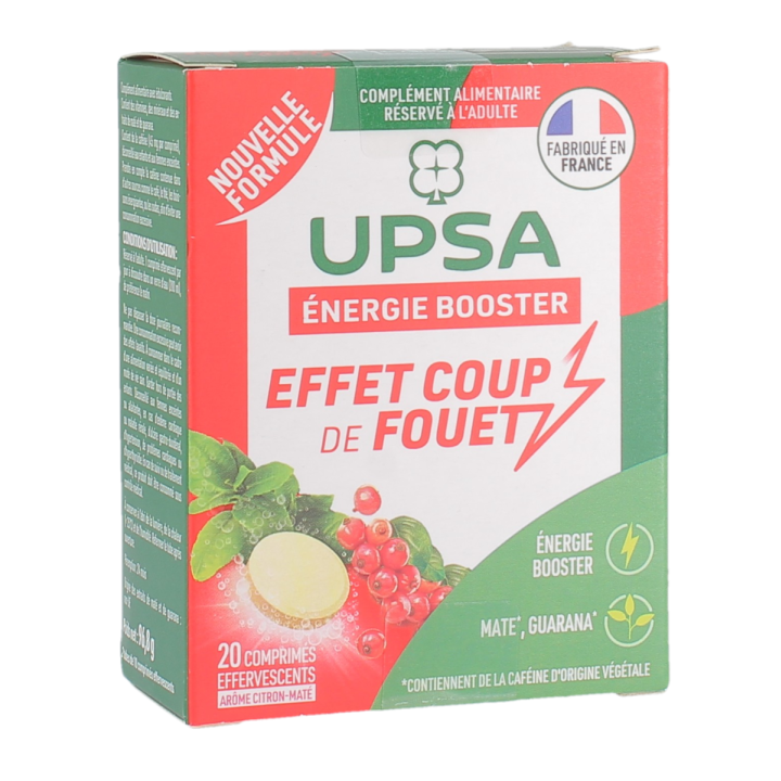 Energie Booster Effet coup de fouet arôme citron-maté UPSA - boite de 20 comprimés effervescents