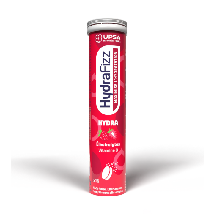 HydraFizz hydra goût fraise Upsa - tube de 16 comprimés effervescents 