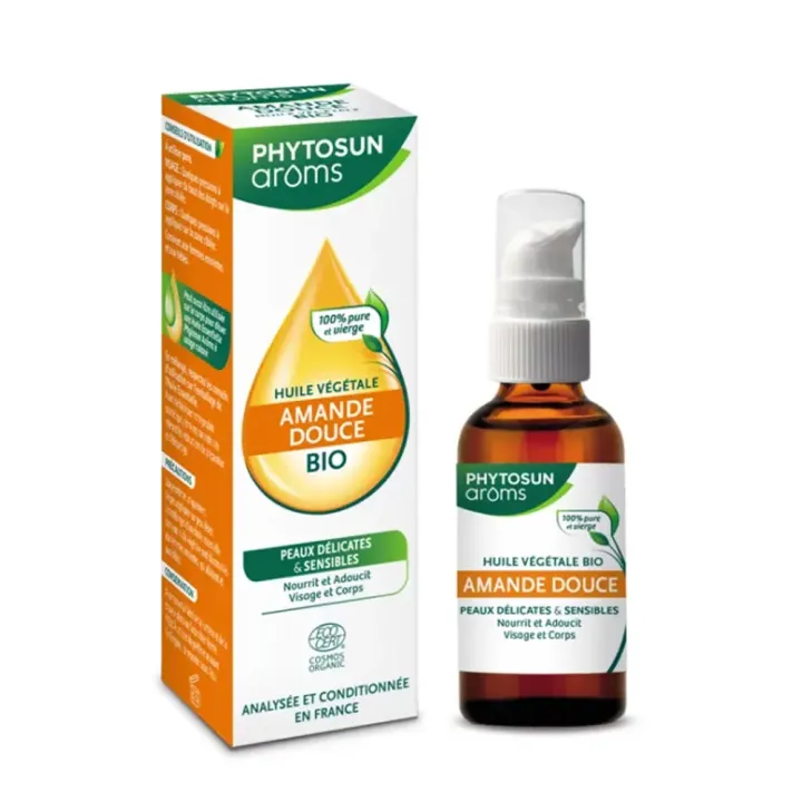 Huile végétale amande douce BIO Phytosun Arôms - flacon pompe de 50ml