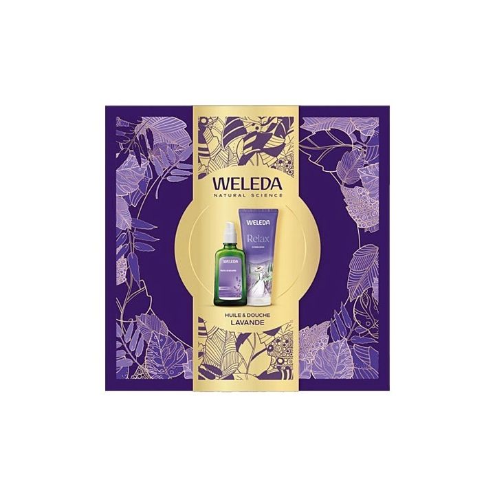 Coffret huile et douche relax lavande Weleda - coffret contenant 2 produits