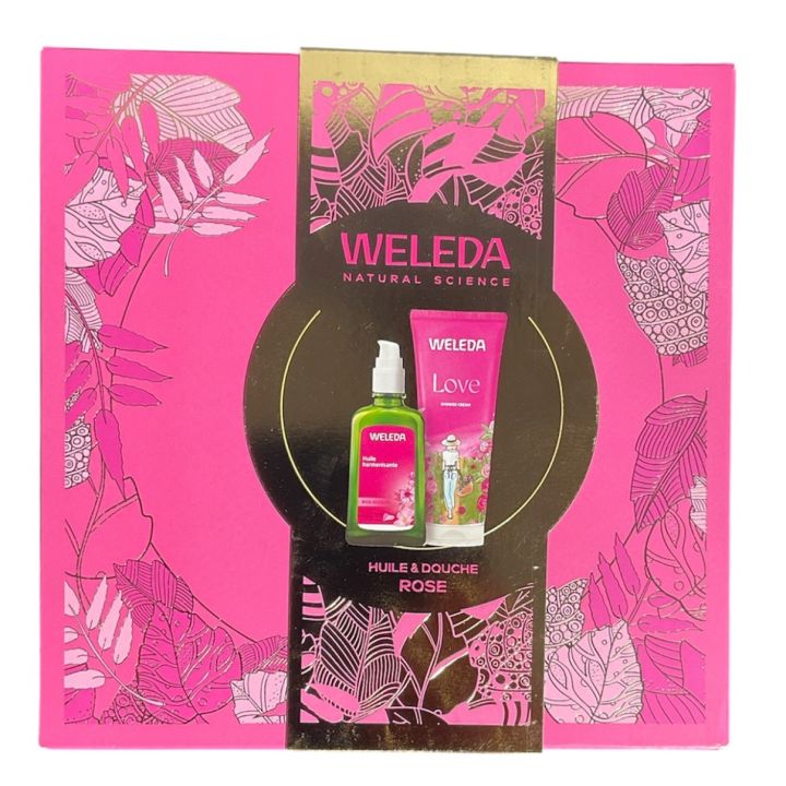 Coffret huile et douche rose Weleda - coffret contenant 2 produits