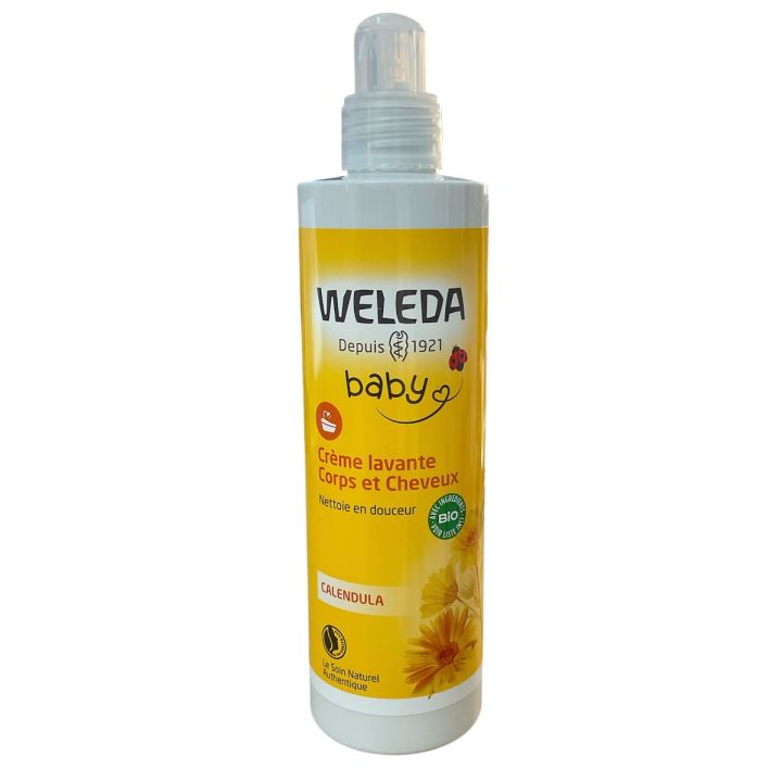 Crème lavante corps et cheveux Calendula Weleda bébé - flacon-pompe de 400ml