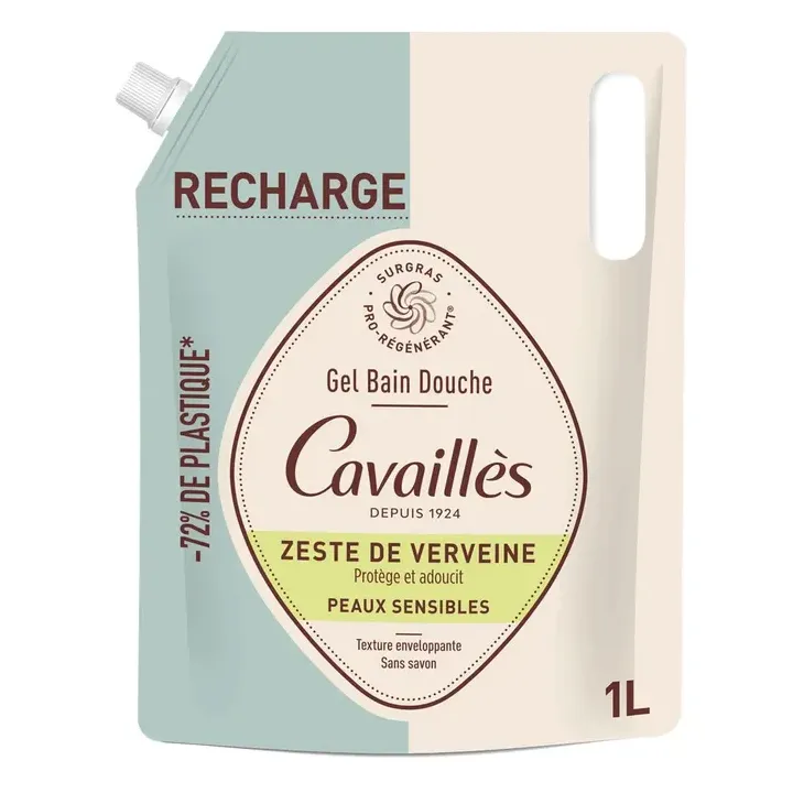 Recharge Gel bain douche Zeste de verveine Rogé Cavaillès - éco-recharge de 1L