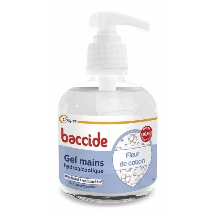 Gel hydroalcoolique fleur de coton Baccide - flacon-pompe de 300ml