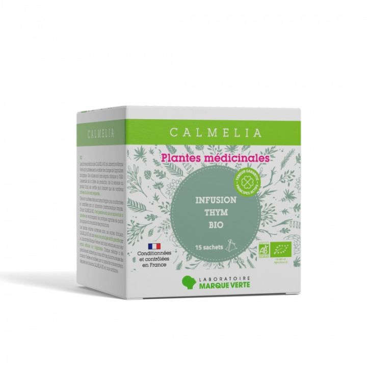 Calmelia infusion thym bio Marque verte - boite de 15 sachets