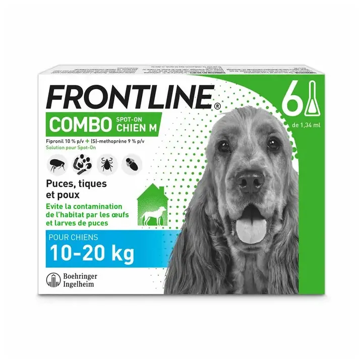 Frontline Combo Spot-On chiens 10-20 kg - 6 pipettes de 1,34 ml