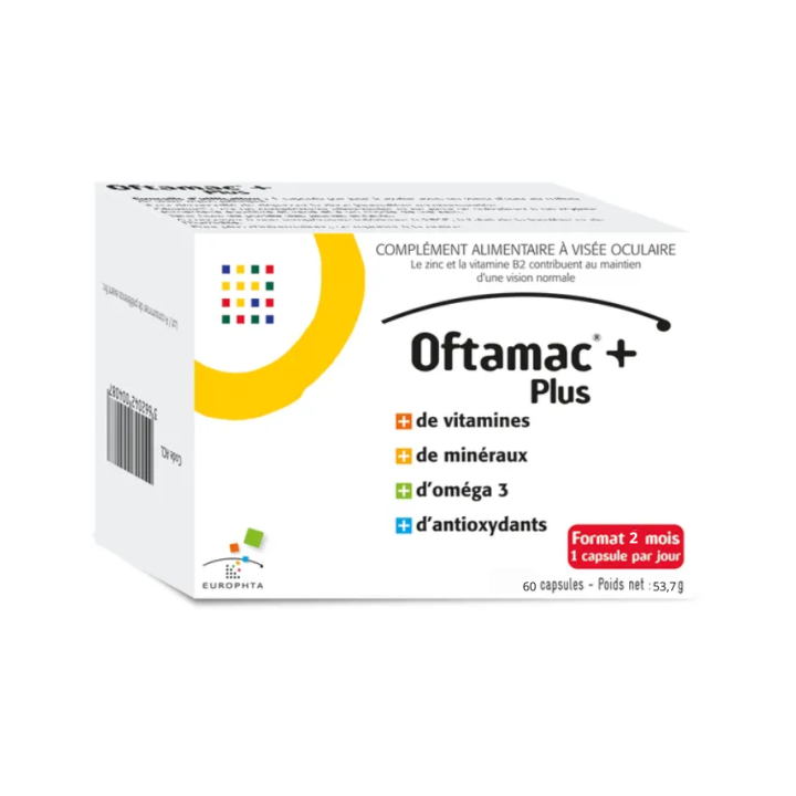 Oftamac+ plus visée oculaire Europhta - boite de 60 capsules