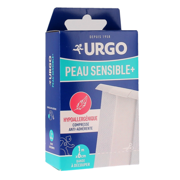 Pansements peau sensible+ hypoallergénique Urgo - boîte d'une bande à découper de 1m x 6cm
