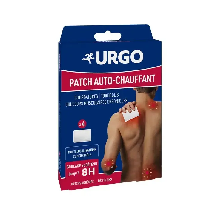 Patch auto-chauffant 8h Urgo - boite de 4 patchs 