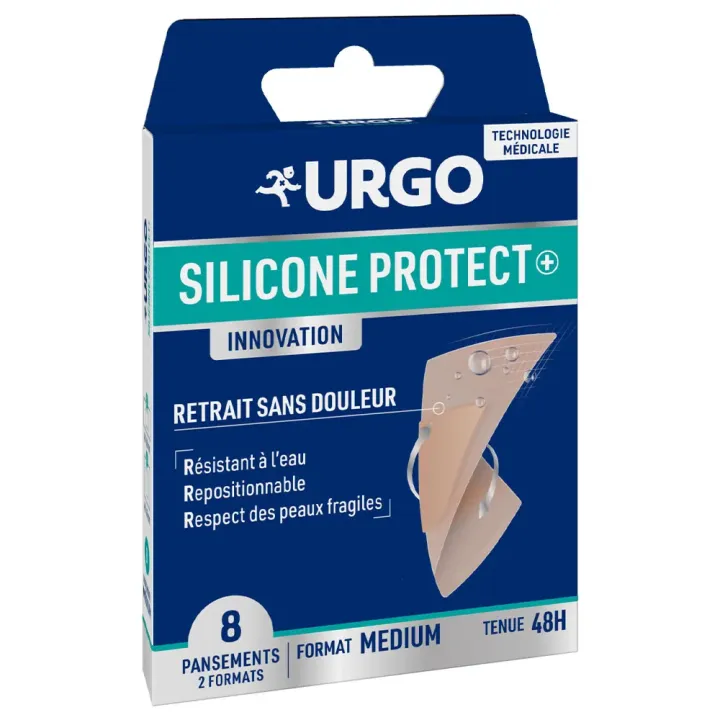 Silicone Protect+ innovation pansements format médium Urgo - boite de 8 pansements