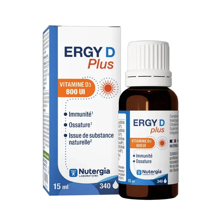 Ergy D plus vitamine D3 800Ul Nutergia - flacon de 15ml