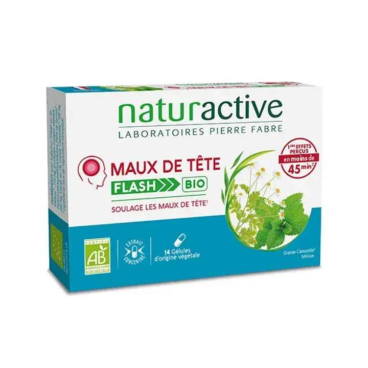 Maux de tête Flash bio Naturactive - boîte de 14 gélules 